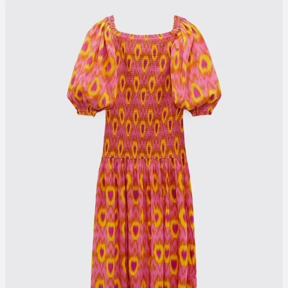 Zara Pink and Orange Off-Shoulder Maxi Dress - Picture 3 of 6
